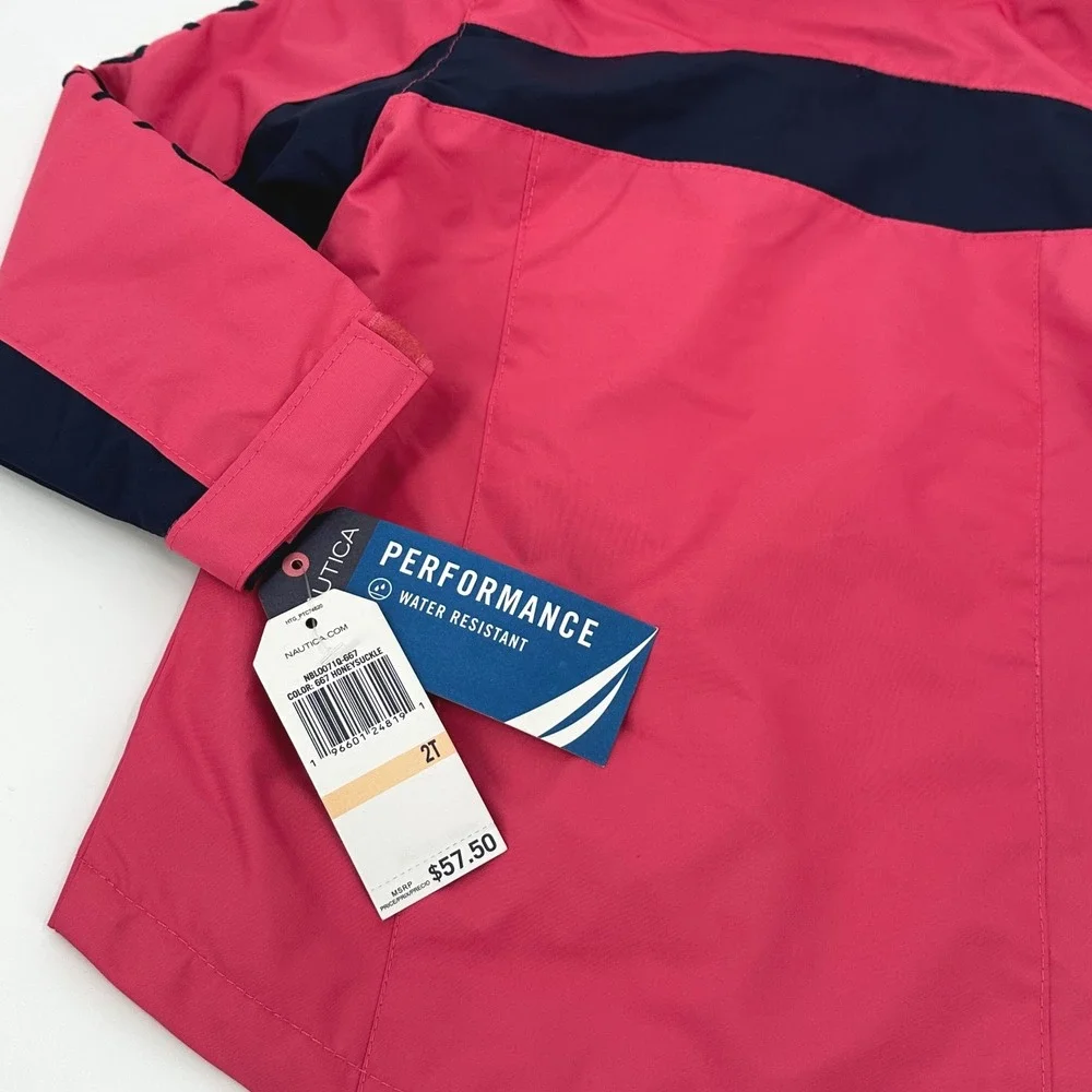 Nautica Water Resistant Jacket Full Zip Lightweight‎ Coat Pink Navy 2T